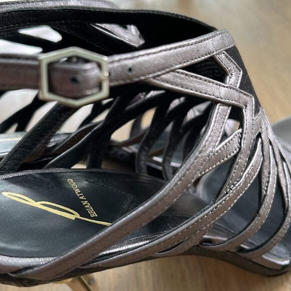 Brian Atwood Pumps Marseille Gladiator Metal Heels Sandals Shoes 7.5- 38 - Picture 12 of 14